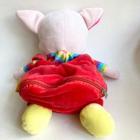 RARE European Pig Plush Stuffed Animal Norwegian Rainbow LGBT Vintage Zipper - Picture 7 of 12